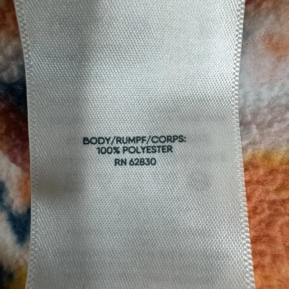 Land's End Women's XL Floral Print Qrt Zip Pullover Fleece Orange/Blue Flowers - Picture 6 of 8